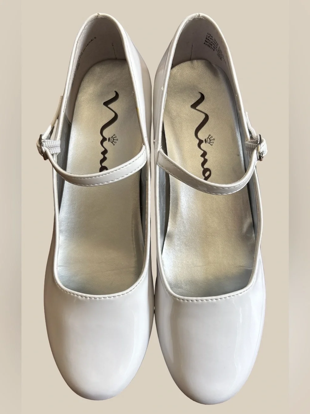 Nina Seeley White Patent Leather Mary Jane Pumps Girls SZ 3M Communion Wedding